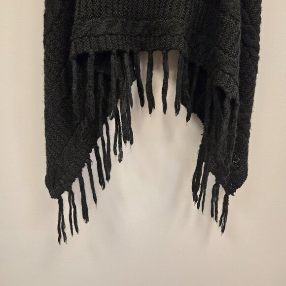 Mohair Wool Blend Y2K  Black Knit Fringe Vest Faux Fur Trim By Yag Couture ML Fo - Picture 10 of 13